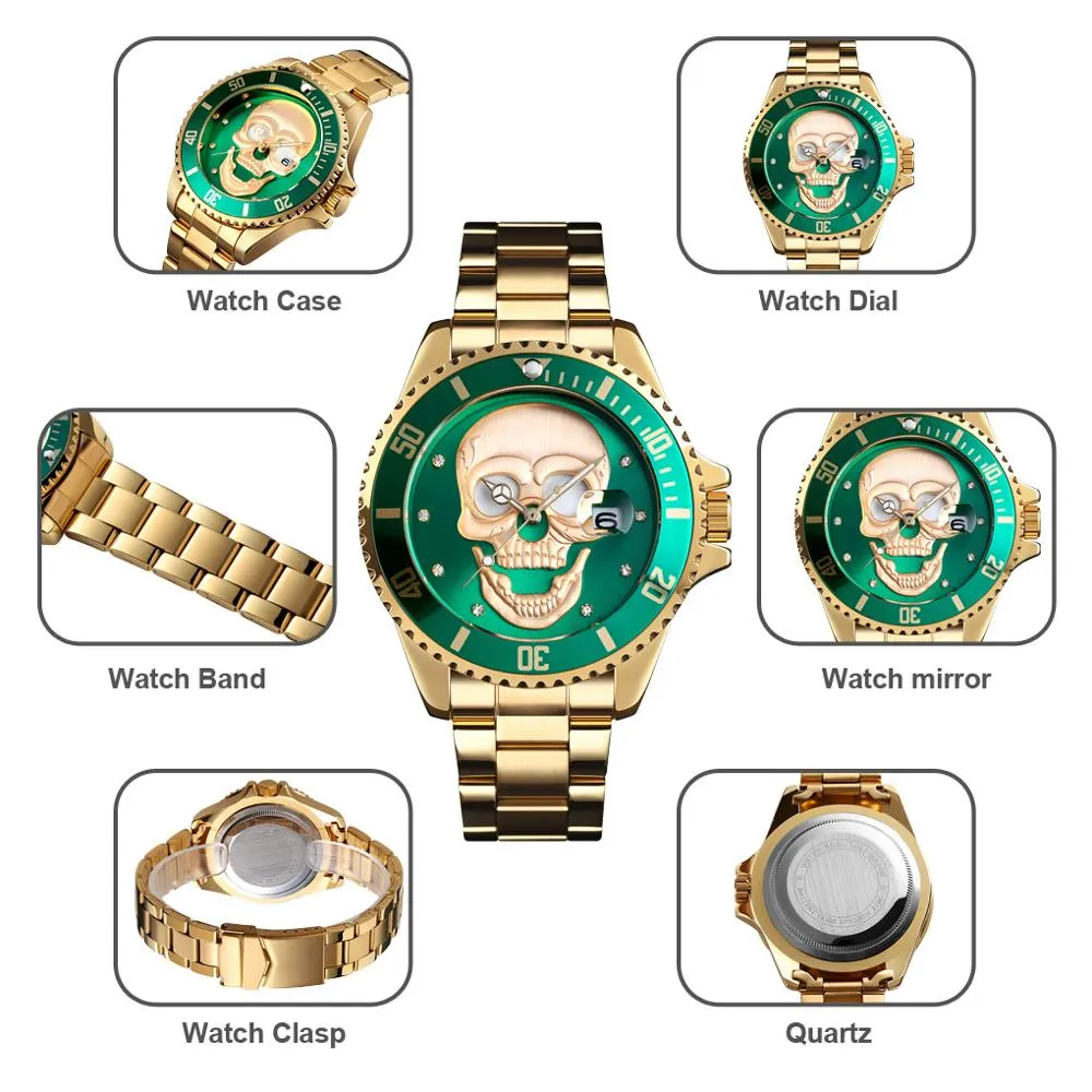 Montre tête de mort lumineuse